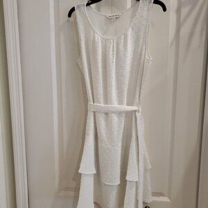 Cute Sugar Magnolia White Sleeveless Ruffled Dress - Size L